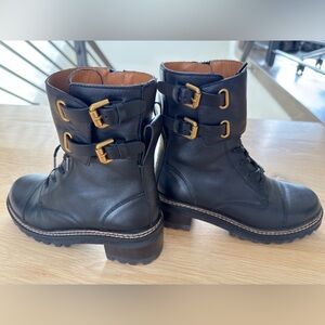 See By Chloe Black Combat Boots